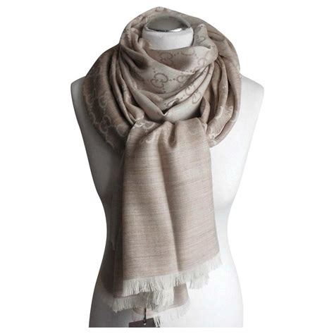 gucci beige wool scarf|gucci wool scarf unisex.